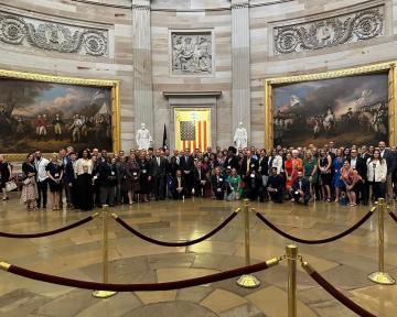 2023 group attendees of the Colorado Capital Conference inside the Capitol rotunda