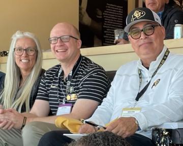 (Left to Right) Regents Rennison, VanDriel, and Chavez attending a CU Buffs Football game during the 2023 season.