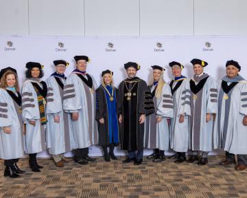 (Left to Right) Regents Spiegel, James, VanDriel, McNulty pose with Chancellor Marks, President Saliman, and Regents Rennison, Smith, Montera, and Gallegos