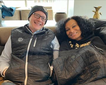 (Left to Right) Regents VanDriel and James pose for a smile during the winter 2024 retreat